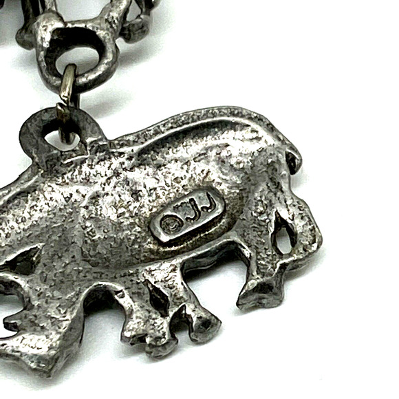 "JJ" Jonette Jewelry Silver Pewter 'NOAH'S ARK ~ Animal Charms' Pin Brooch Vtg - Picture 9 of 11